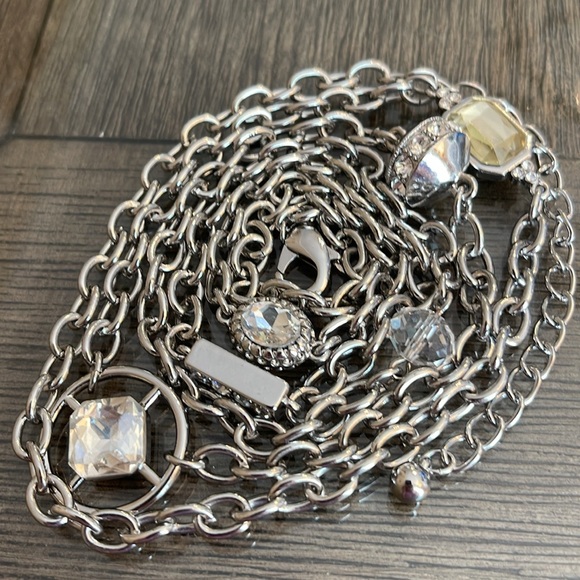 Chico’s Silver-tone Long Chain Station Necklace with Gems - Picture 11 of 14